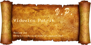 Vidovics Patrik névjegykártya